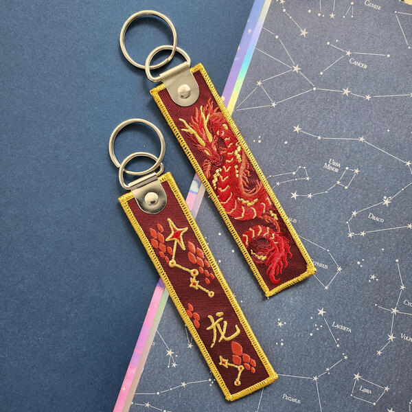Red Dragon Embroidered Charm