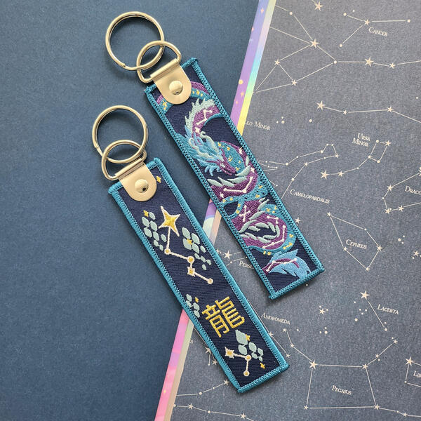 Blue Dragon Embroidered Charm